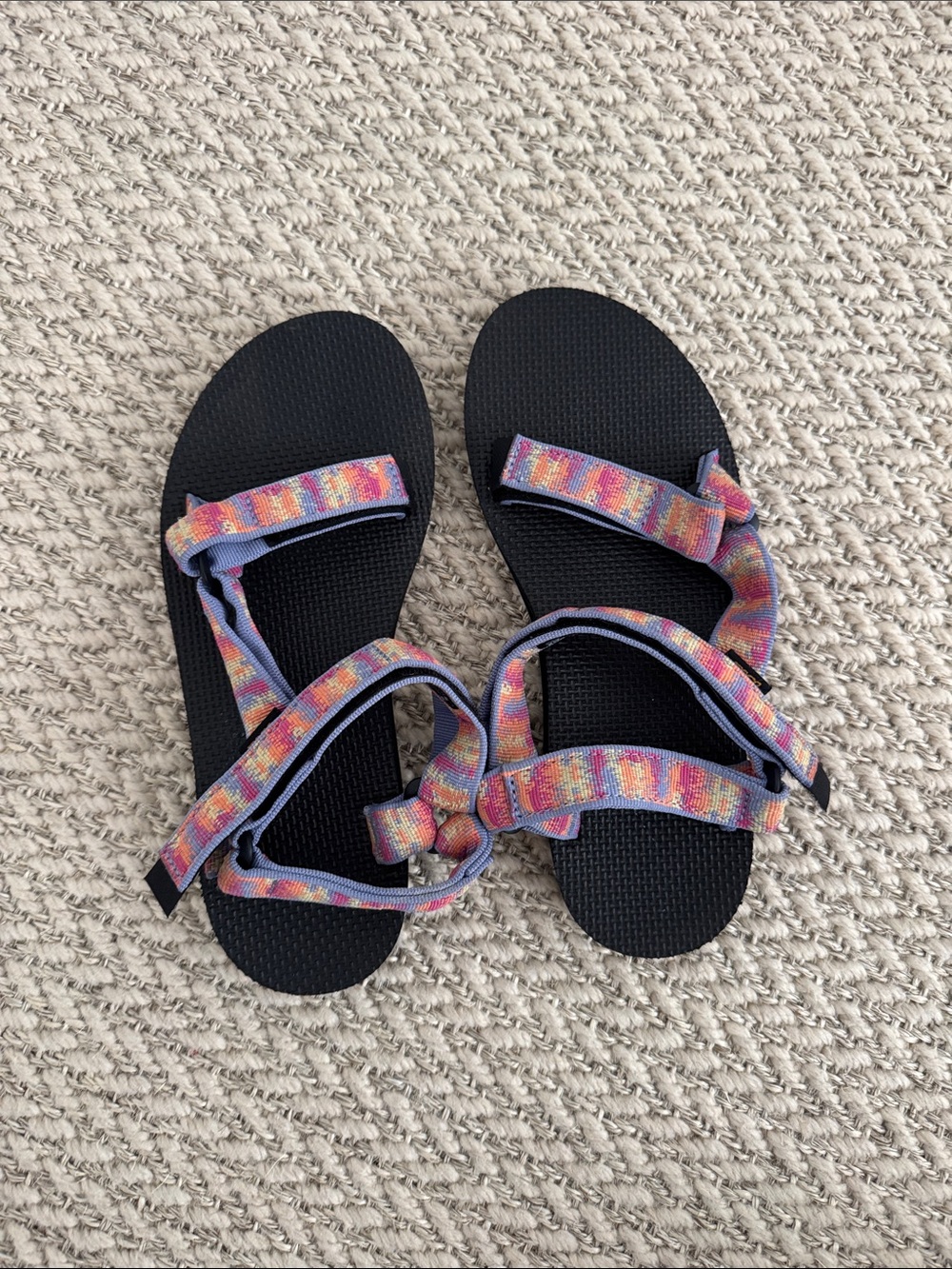 Teva Black Sandal with Multicolor Tie-Dye Straps 8